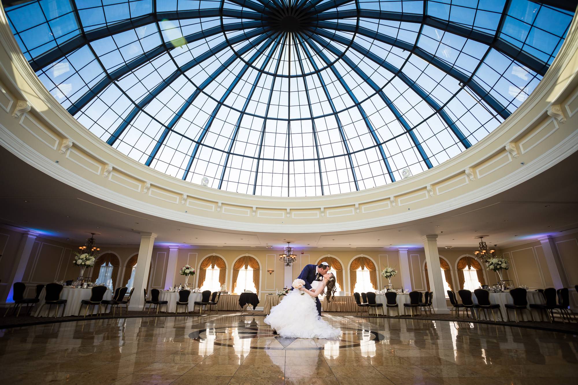 First dance beneath the stained-glass dome at The Merion in Cinnaminson, New Jersey